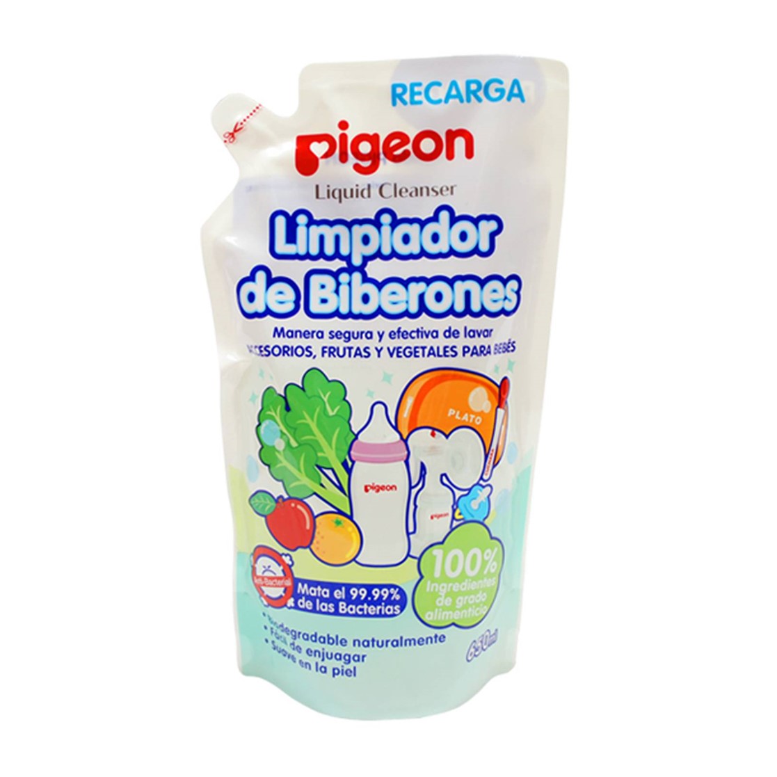 Pigeon® Recarga Limpiador Líquido Bebé Para Biberones y Verduras 650ml